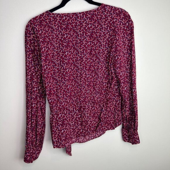 Talbots maroon long sleeve faux wrap blouse size small - Picture 4 of 6
